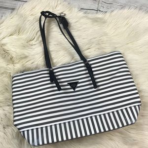 Guess black white striped purse bag